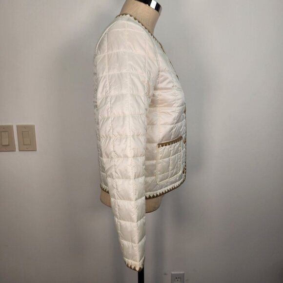 J. McLaughlin NWT Danica Quilted Jacket S Egret White Button Closure Embroidered - Picture 4 of 11
